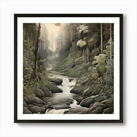 Stream In The Forest Art Print