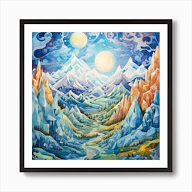 Moonlight In The Mountains Art Print