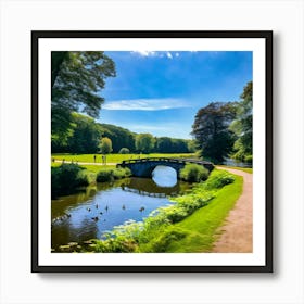 Nature Summer Outdoors Water Sightseeing Victory Park Duck Pond Garden Lake Shore Autumn (8) Art Print