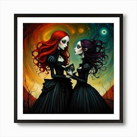 Two Gothic Sisters Art Print