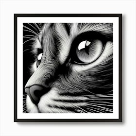 Black And White Cat Portrait 1 Art Print