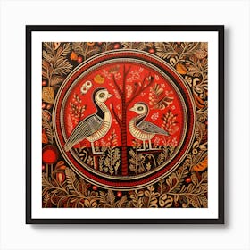 Traditional Painting, Oil On Canvas, Red Color Art Print