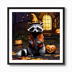 Halloween Raccoon Art Print