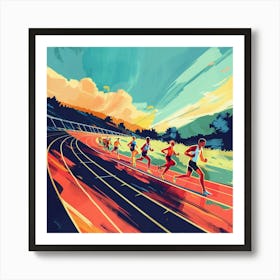 Runners At The Track Art Print