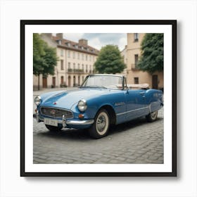 Classic Car On A Cobblestone Street Art Print