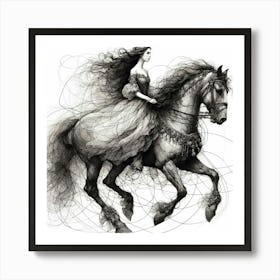 Woman Riding A Horse Art Print