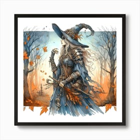 Beautiful Witch In The Woods 2 - 2 Of 2 Art Print