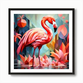 Cubism Art, Flamingo 3 Art Print