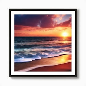 Sunset At The Beach 624 Art Print