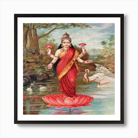 Lakshmi (1894), Vintage Hindu Goddess Illustration Art Print