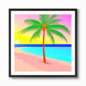 Palm Tree On The Beach 3 Art Print