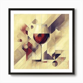 A Glass Of Red Wine Abstract Art Print