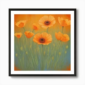Sunset in a field of flowers Art Print