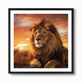 Lion At Sunset 1 Art Print