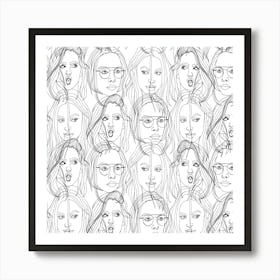 Portraits Of Women Line Art Art Print