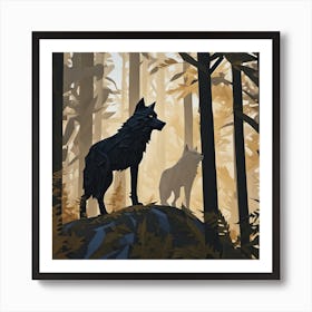 Wolf In The Woods 32 Art Print