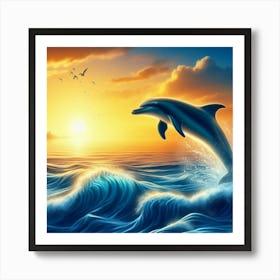 Dolphin Jumping In The Ocean Art Print