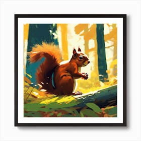 Squirrel In The Woods 35 Art Print