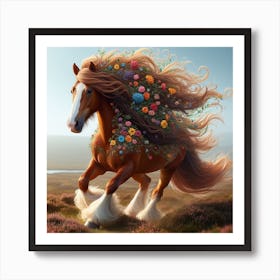 Horse With Flowers Art Print