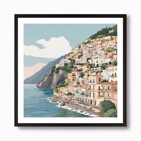 Amalfi Coast, Italy Illustration Art Print Art Print