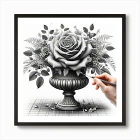 Black And White Roses 1 Art Print