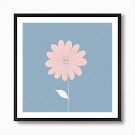 A White And Pink Flower In Minimalist Style Square Composition 379 Art Print