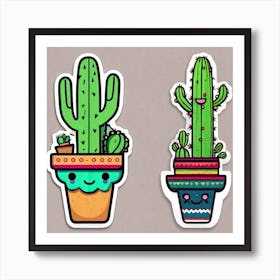 Cactus Stickers 2 Art Print