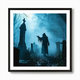 Silhouette Of A Daemon Enveloped In Fog Human Costumes Hinting At A Scary Presence Steam Rising To (6) Art Print