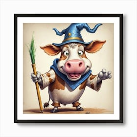 Cow In A Wizard Hat Art Print