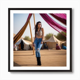 Girl In The Desert Art Print