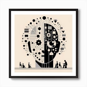 Head With A Computer Art Print