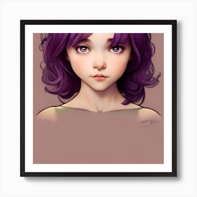 Purple Haired Girl Art Print