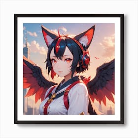 Anime Girl With Wings Art Print