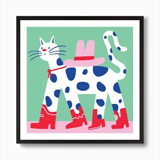 Cowboy Cat Square Art Print
