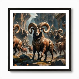 Herd Of Rams Art Print