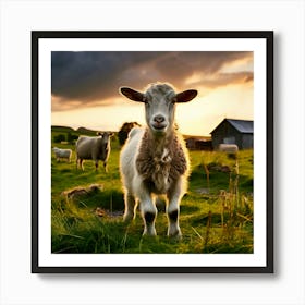 Grass Dairy Pasture Cattle Rural Rural Scene Green Goat Farm Grass Land Buck Eco Cute N Art Print