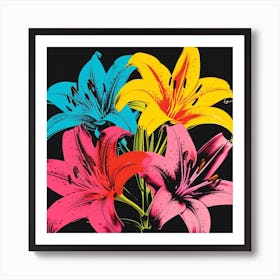 Andy Warhol Style Pop Art Flowers Lily 6 Square Art Print