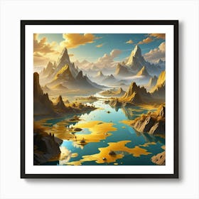 Landscape With Mountains And Water 1 Art Print