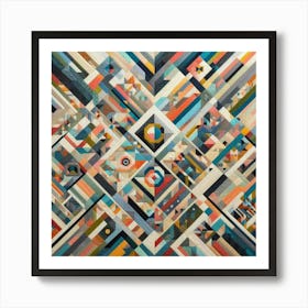 Colorful Quilt Using Geometric Patterns (3) Art Print