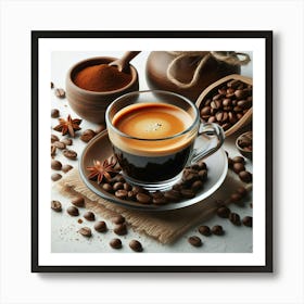 Coffee And Coffee Beans 3 Art Print