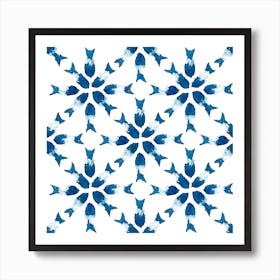 Blue And White Geometric Watercolor Art Print