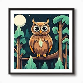 Owl In The Forest 104 Art Print