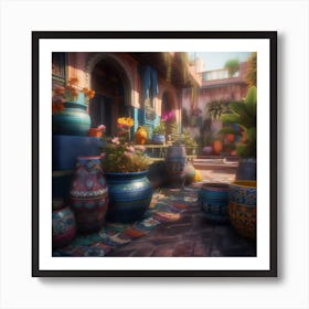 Pots In The Courtyard Poster