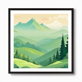 Misty mountains background in green tone 30 Art Print