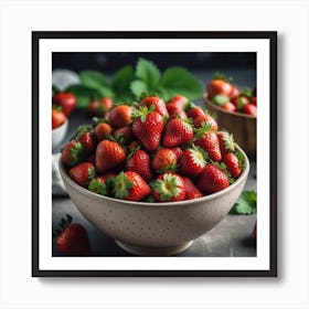 Fresh Ripe Delicious Strawberries In Bowl Healthy Food And Vegetarian 2 Art Print