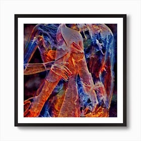 Man Woman Fire And Flames Art Print