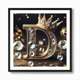 Letter D filled with diamonds Art Print