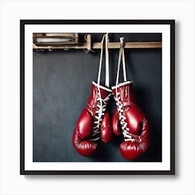 Boxing Gloves Hanging On A Wall Art Print