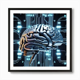 Brain On A Circuit Board 28 Art Print