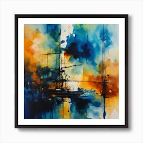 Sailboat In The Harbor Art Print